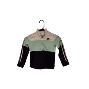 Girl's Adidas Track Jacket Size 5 Grey White Blue Activewear Full Zip